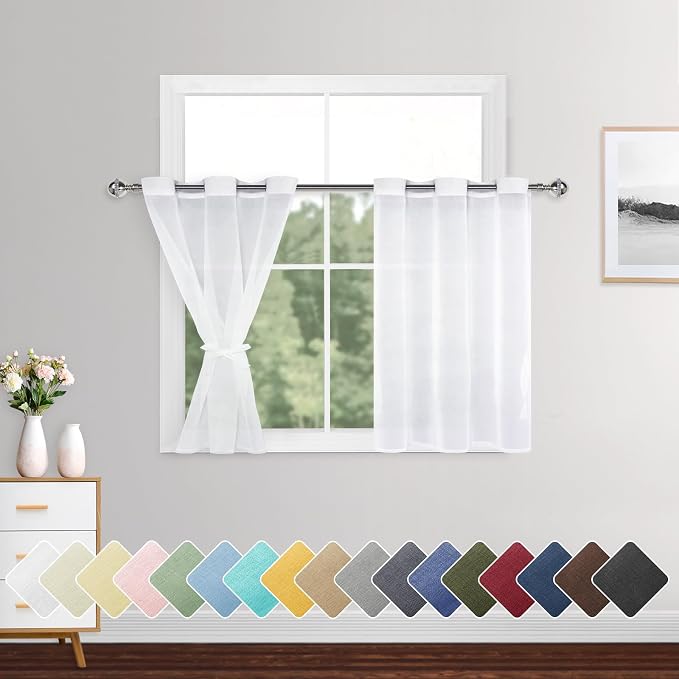 XWZO Sheer Curtains for Bedroom, Light Filtering, Gauzy & Breathable Solid by XWZO