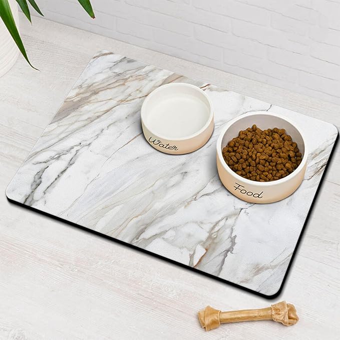 Dog Food Mats for Floors Absorbent, Pet Cat Food Mat by Ayiashiab