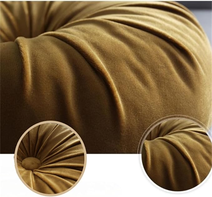 Round Throw Pillow Velvet Pumpkin Pleated Meditation Pillow Solid Color Home - Image 5