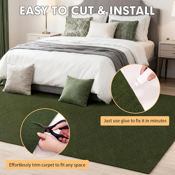 Marine Carpet, 5 FT x 15 FT Olive Green Indoor Outdoor Carpet 0.2" Thick - Image 6