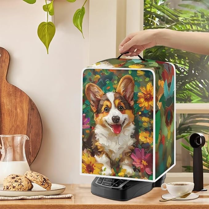 Mumeson Cartoon Corgi Coffee Maker Cover Mixers Small Kitchen Machine Cover - Image 3