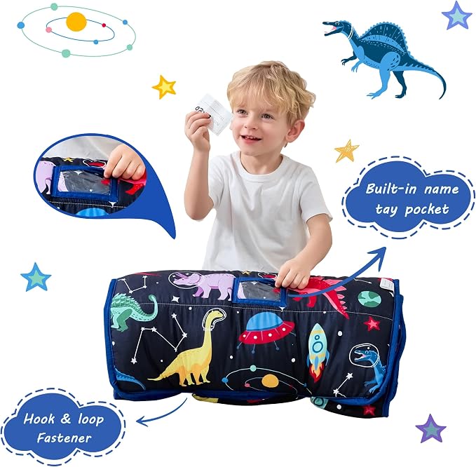 Toddler Nap Mat with Pillow and Blanket, Extra Large Rolled Napping Mats - Image 3