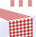 3 Pcs Red and White Checkered Table Runner Plastic 14 x 108 Disposable Gingham by MUNILAIL
