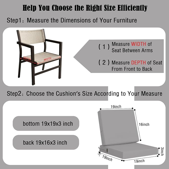idee-home Outdoor Cushions for Patio Furniture, Outdoor Seat Cushion, - Image 6