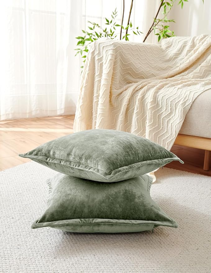 Luxurious Velvet Euro Shams Decorative Throw Pillow Covers 26x26 Set of 2 Solid - Image 2