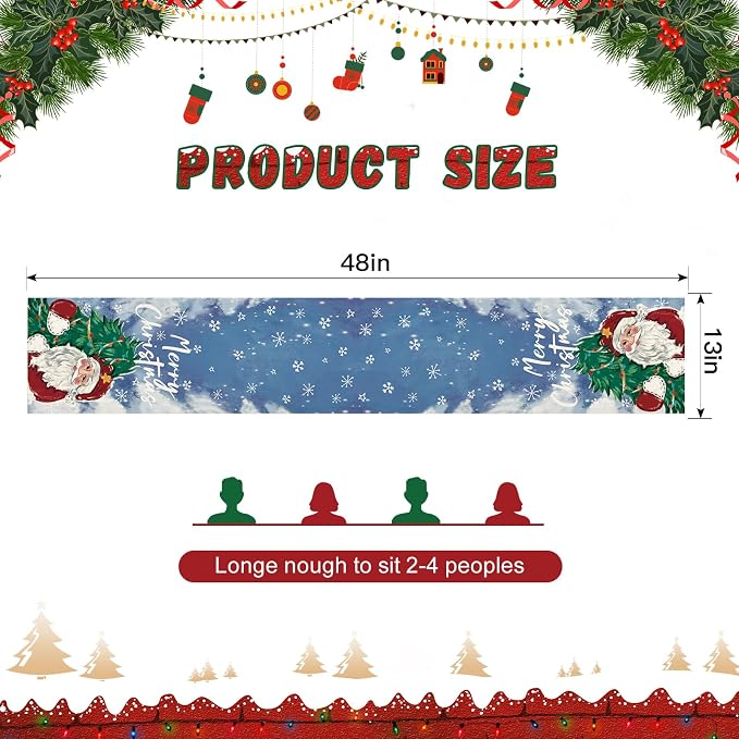 OTOSTAR Christmas Tree and Santa Claus Merry Christmas Table Runner, Xmas - Image 5