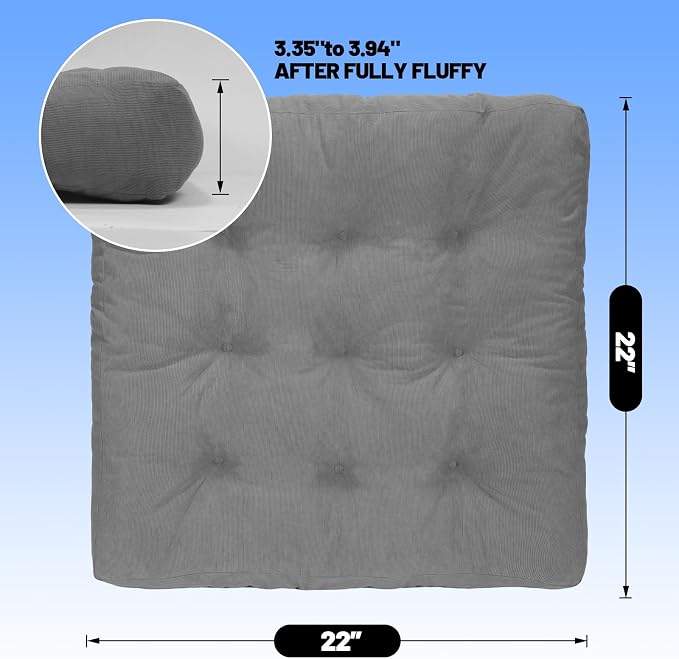 Meditation Floor Pillow Set of 2, Square Large Pillows Seating - Image 2