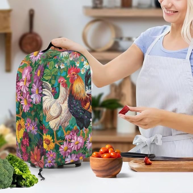 Rooster Flower Blender Dust Cover Stand Mixer or Coffee Maker Appliance Covers - Image 3