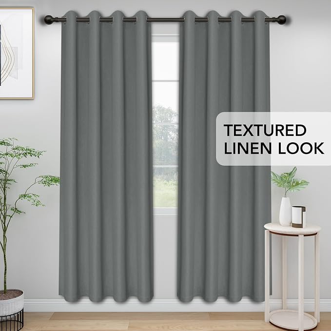 Easy-Going Linen Look Blackout Curtain Grommet Window Curtain Drapes - Image 2