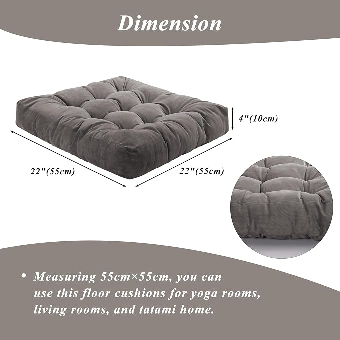 Meditation Floor Pillow 22×22 Inch 1 Pack Large Floor Cushions - Image 2