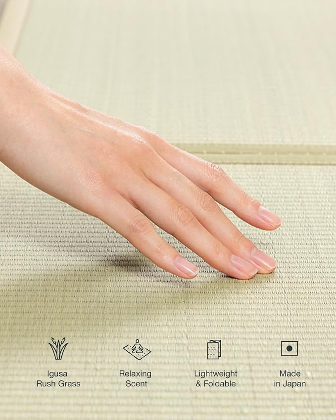 FULI Japanese Tatami Mattress, Tatami Rug, Igusa Mat Foldable, Made in Japan - Image 4