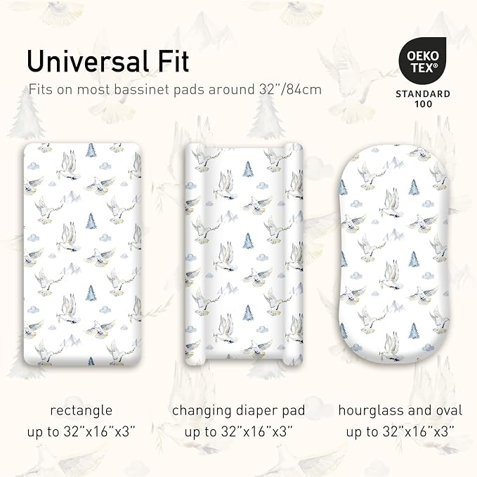 Gllquen Baby Bassinet Sheets 4 Pack, Breathable Cozy Fitted Mattress Sheet - Image 5