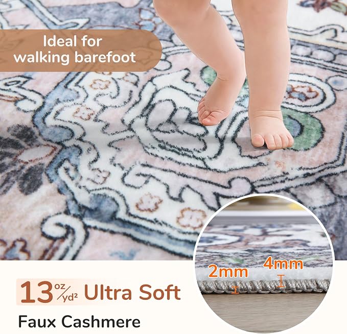OPPODREAM Thin Area Rugs 4x6, Low-Pile Washable Rugs 4x6 - Image 2