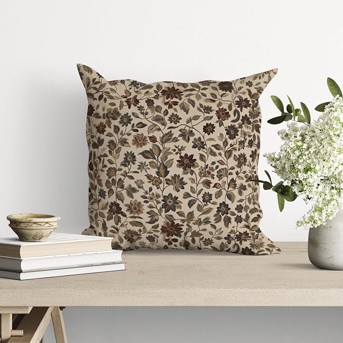 William Morris Abstract Vintage Floral Velvet Butterfly Design Throw Pillow - Image 7
