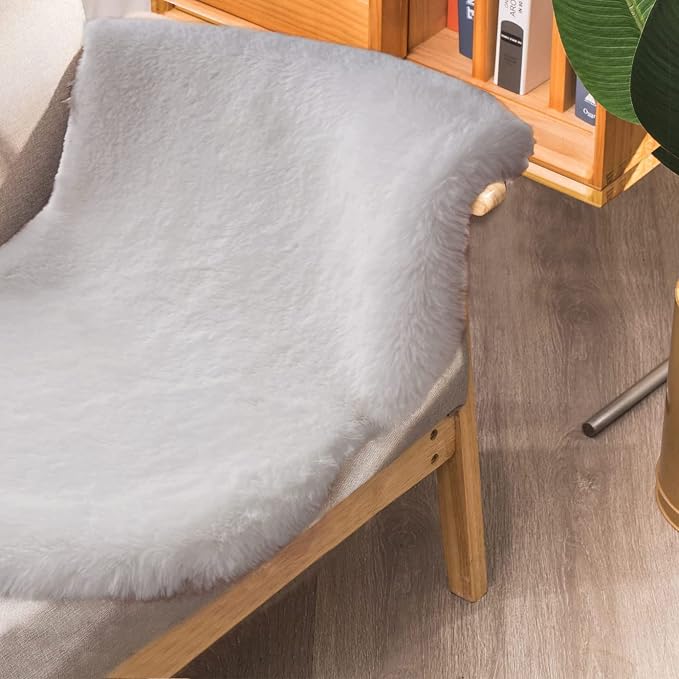 Grey Runner Fuzzy Rug for Bedroom Washable Fluffy Nursery Rugs for Living Room - Image 3