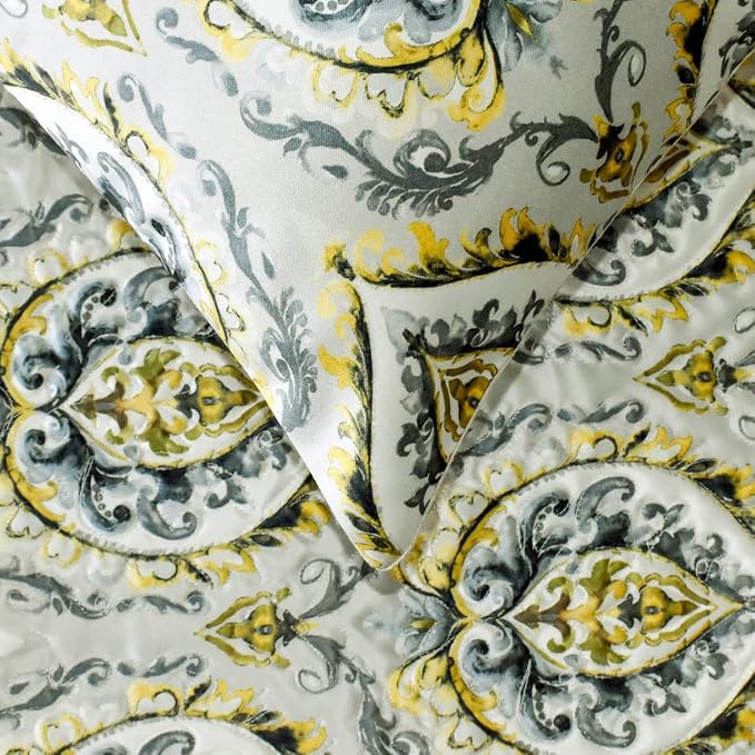The HomeCentric King/Queen/Twin Grey & Yellow Designer King 90"x18" Bed Runner - Image 4