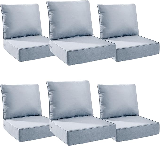 Luxury 6" Outdoor Cushions for Patio Furniture, Fade Resistant Couch Chair by Pugire