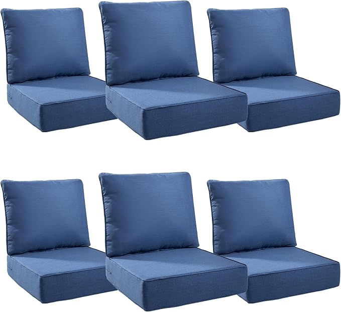 Luxury 6" Outdoor Cushions for Patio Furniture, Fade Resistant Couch Chair by Pugire