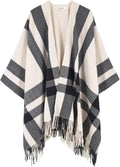 Moss Rose Women's Travel Plaid Shawl Wrap Open Front Poncho Cape by MossRose