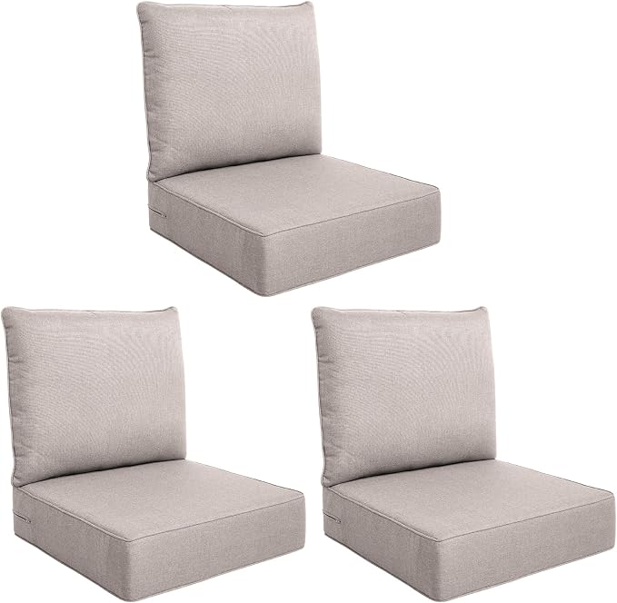 Luxury Outdoor Seat Cushion Set-24 x 24 x 6 Inch Outdoor Chair Cushions Set of 2 by NatureComfyOutdoorFurniture