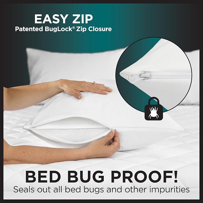 Protect-A-Bed AllerZip King 20" x 36" Pillow Protectors, Bed Bug and Dust Mite - Image 3