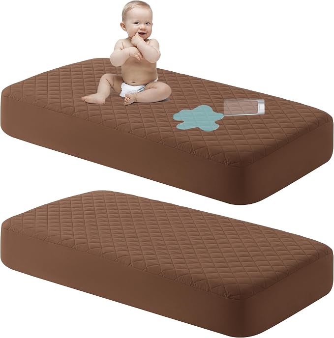 NTBAY 2 Pack Waterproof Crib Mattress Protector, Quilted 28"x52" Toddler Fitted by NTBAY