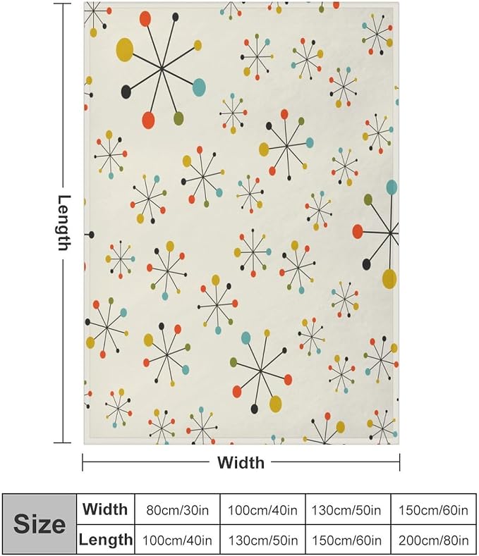 Mid Century Throw Blanket, Retro Abstract Geometric Pattern Boho 1950s 1960s - Image 2
