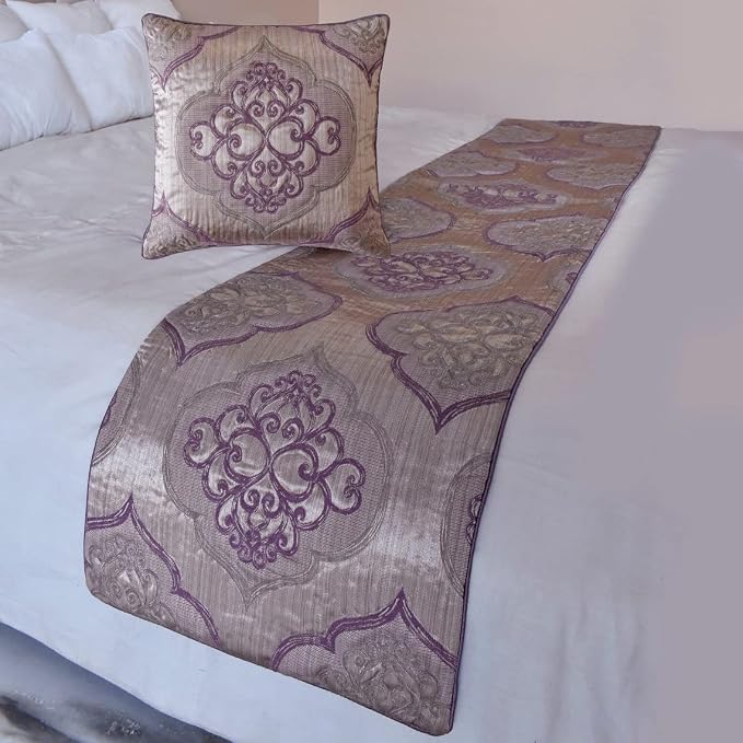 The HomeCentric King/Queen/Twin Purple Decorative CA King 86"x18" Bed Runner by TheHomeCentric