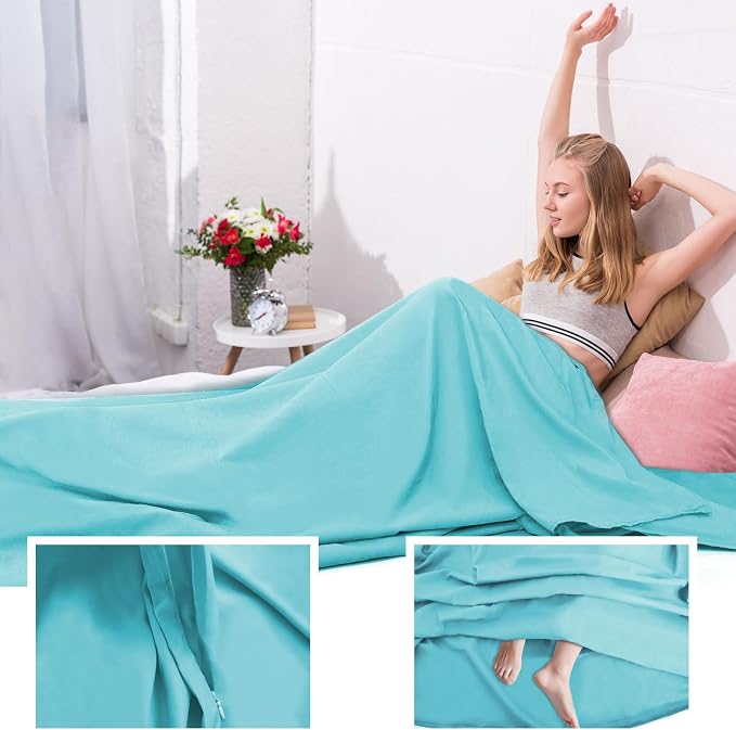 Sleeping Bag Liner, Travel Sheet & Adult Sleep Sack, Camping Sheets Travel - Image 4
