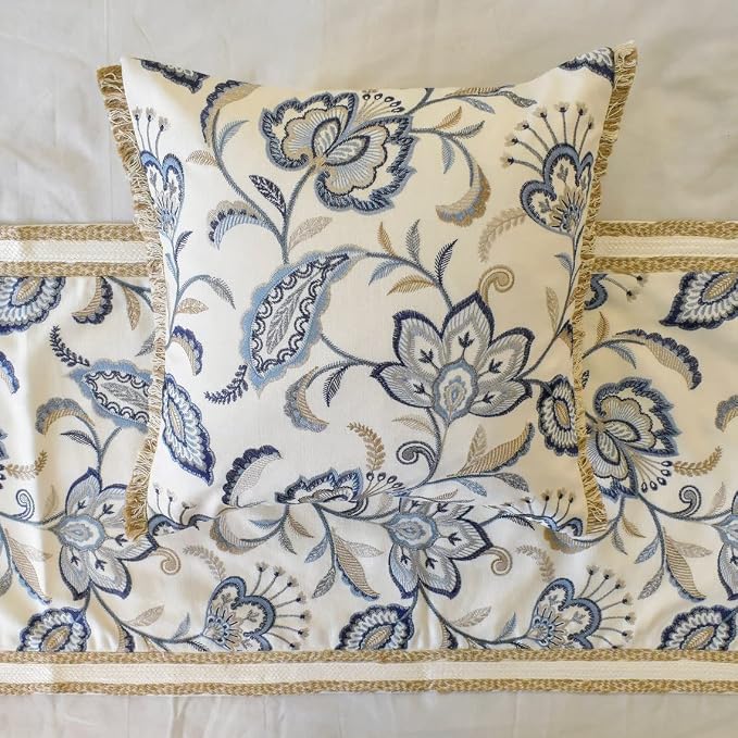 The HomeCentric King/Queen/Twin Blue Designer Twin 53"x18" Bed Runner - Image 2