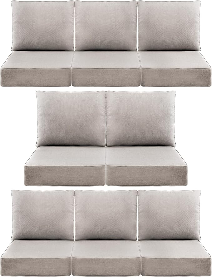 Luxury 6" Outdoor Cushions for Patio Furniture, Fade Resistant Couch Chair by Pugire