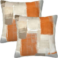 bassyil Orange Grey Abstract Art Painting Throw Pillow Covers Decorative Linen by bassyilCustomizedforlife