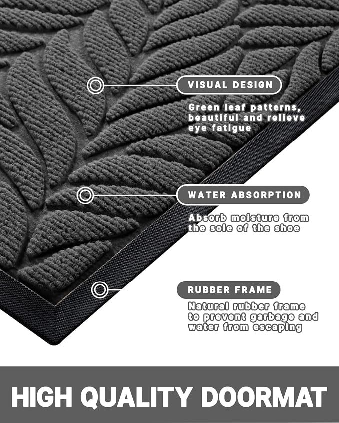 Yimobra Front Door Mat Outdoor Indoor, 29.5x17 All-Season Waterproof Door Mat - Image 4