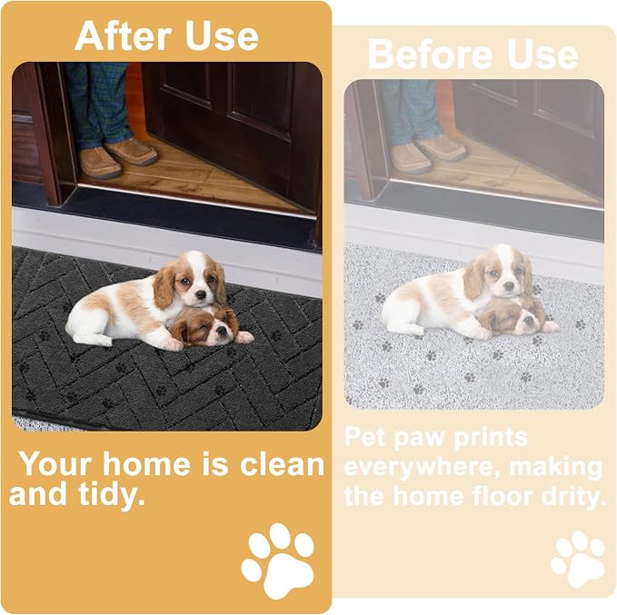Tindbea Dog Mat for Muddy Paws, Absorbs Moisture Dirt Non-Slip Washable Mud Mat - Image 2