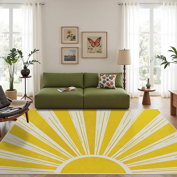 Outdoor Indoor Area Rug Boho Sun Washable Outdoor 8x10 Patio Rugs Medieval - Image 2