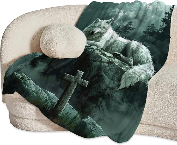 Wolf Christian Throw Blanket - Image 6