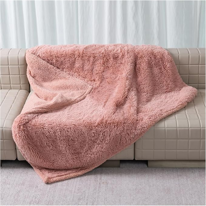 Pink Faux Fur Pet Throw Blankets Waterproof Cozy Calming Dog Blanket - Image 7