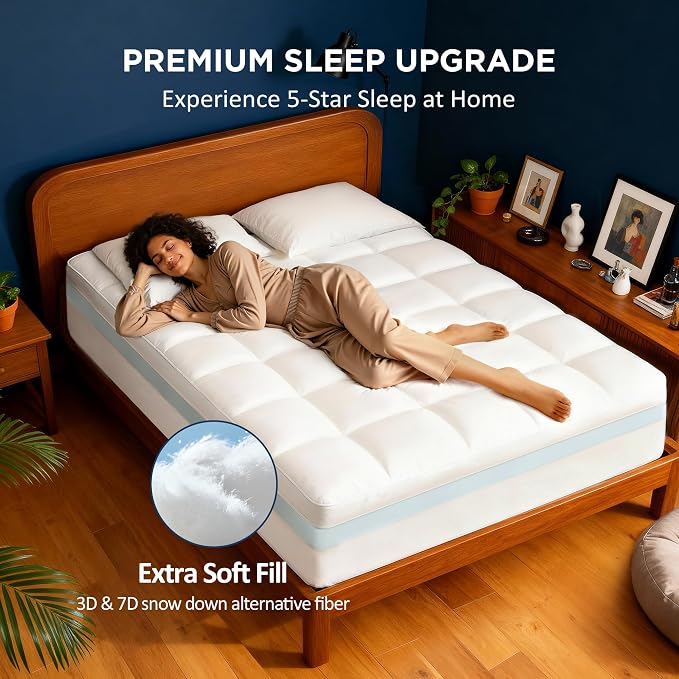 California King Dual Layer 4 Inch Memory Foam Mattress Topper, 2 Inch Cooling - Image 2