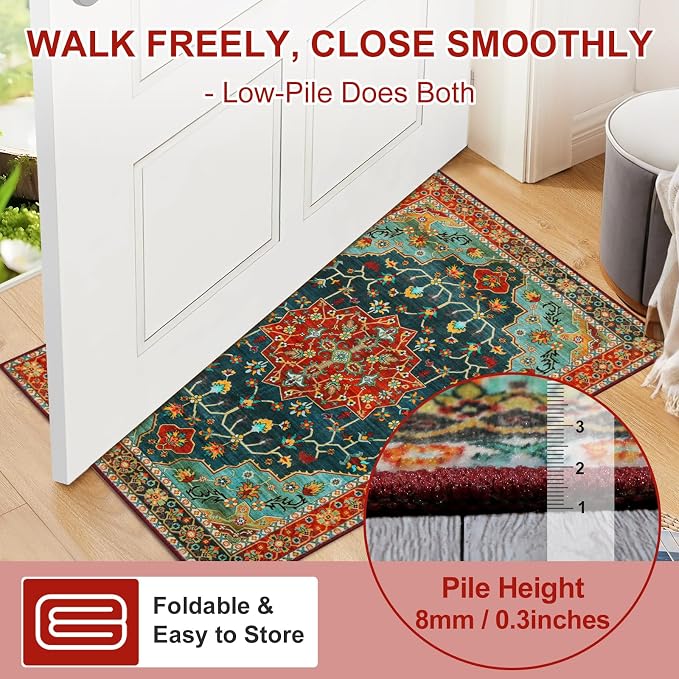 WILLSUN Washable Area Rugs, 4x6 Non-Slip Boho Large Area Rugs - Image 4