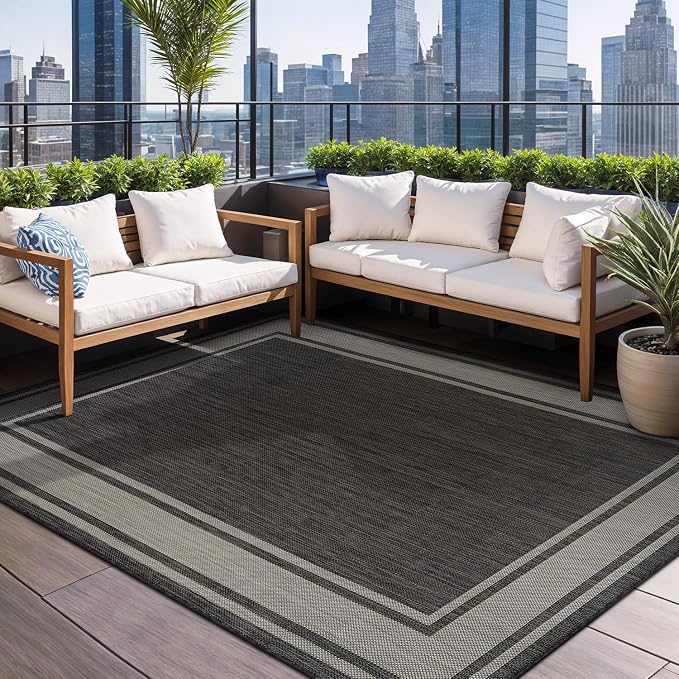 Beverly Rug Large Outdoor Rug 9x12 Modern Bordered Area Rugs by BeverlyRug