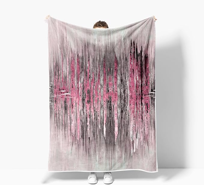 Abstract Throw Blankets, Modern Pink Gold crackNon Cozy Warm Bed Couch Blanket - Image 4