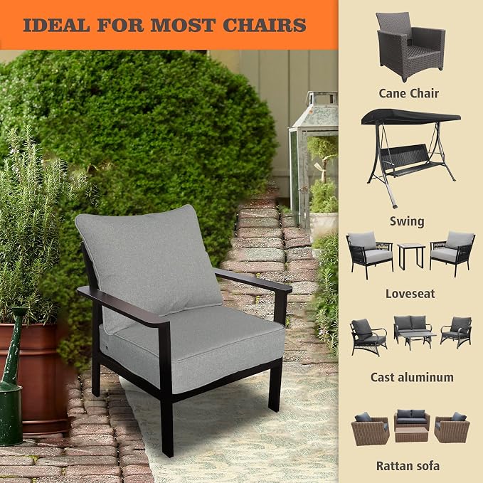 Goodgoods 24x24 inch Outdoor/Indoor Deep Seat Patio Cushions Set of 2 Resilient - Image 4