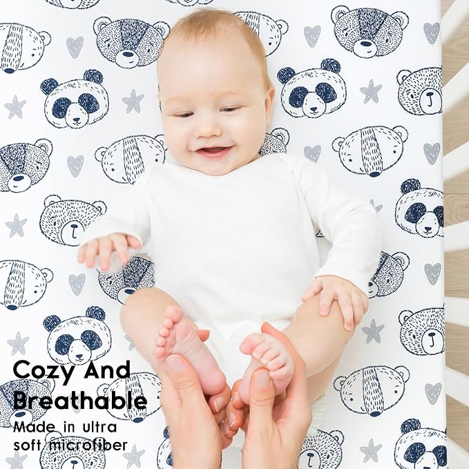 Yoofoss Baby Crib Sheets for Boys Girls, Fitted Crib Sheet 2 Pack for Standard - Image 4