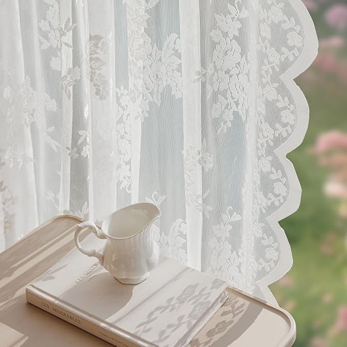 Anmao Vintage Lace Curtains 102 Inches Long 2 Panels, Romantic Elegant Light - Image 7