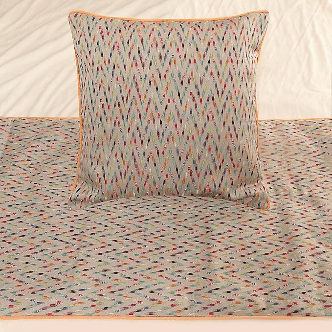 The HomeCentric King Queen Twin Beige & Multicolor Luxury Queen 74"x18" Bed - Image 5