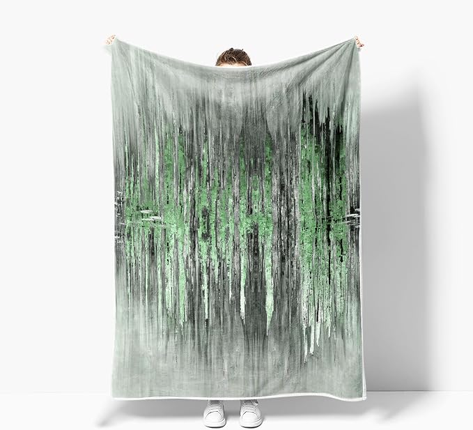 Abstract Throw Blankets, Modern Green Gold CrackNon Cozy Warm Bed Couch Blanket - Image 4