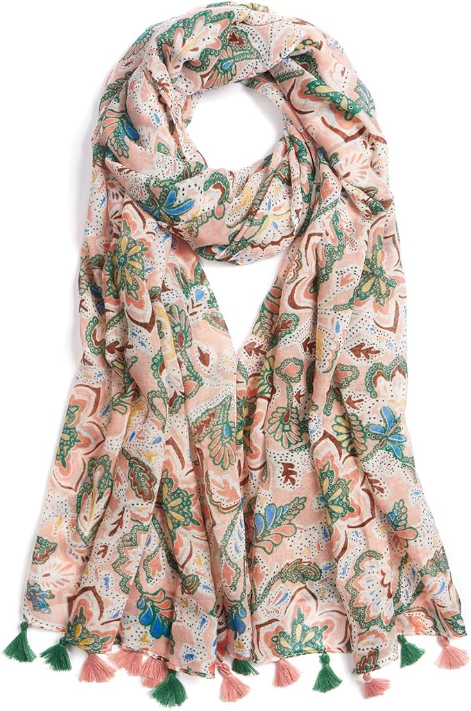 Scarf for Women Lightweight Soft Floral Leopard Printed Scarves Fall Winter by QIUTIMIY