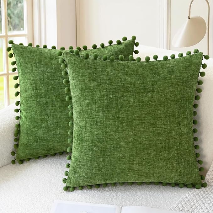CaliTime Throw Pillow Covers Decorative 18 X 18 Inches Pack of 2 Cozy Solid by CaliTime