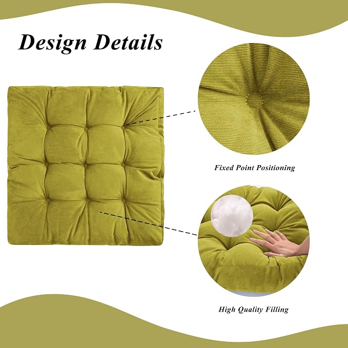 Meditation Floor Pillow 22×22 Inch 2 Pack Large Floor Cushions - Image 4