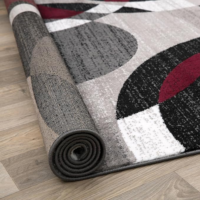 Rugshop Red Modern Geometric Indoor Large Area Rug, Overlapping Circle Pattern - Image 4